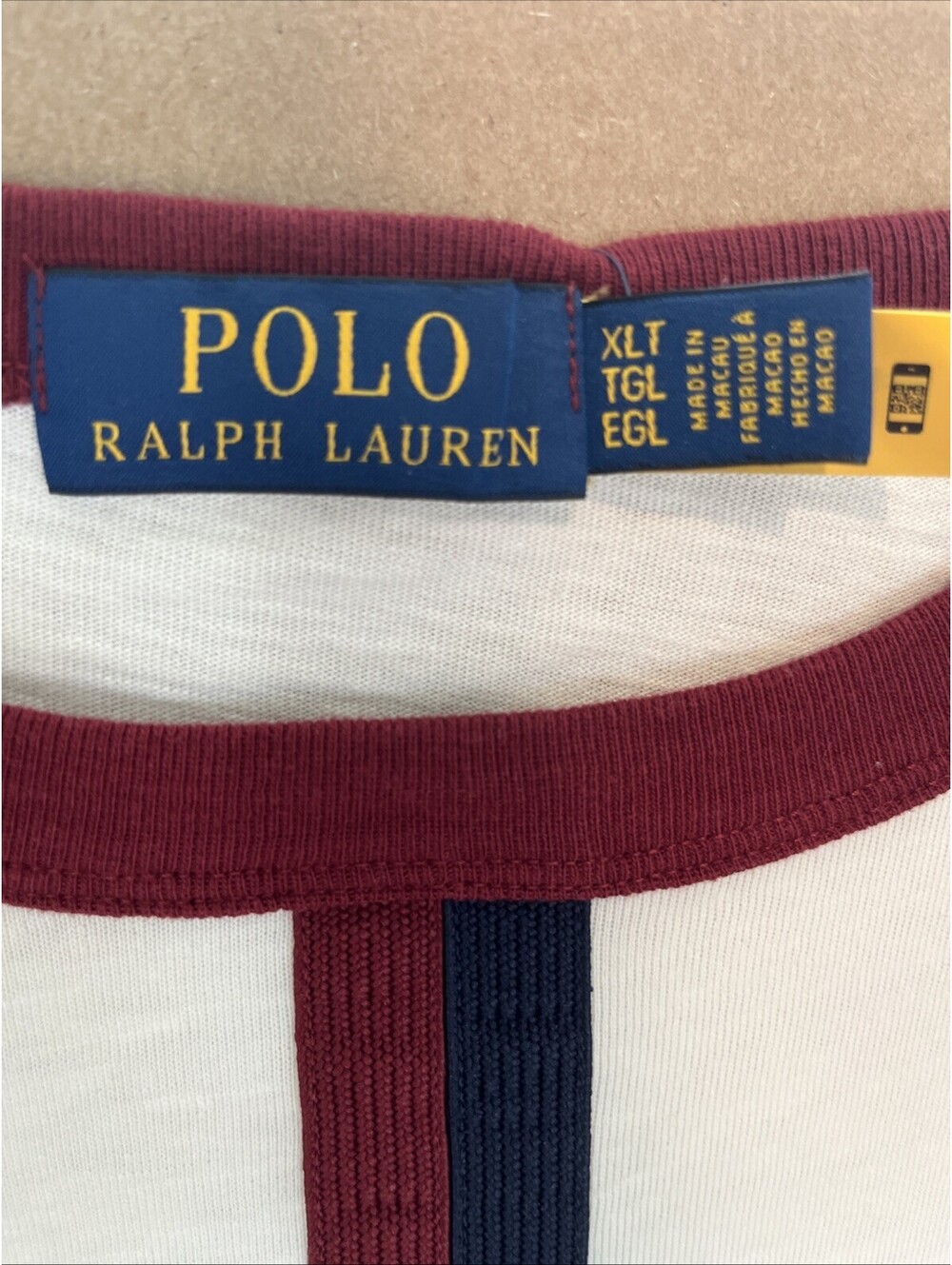 NEW! Polo Ralph Lauren Shirt Men's Size XLT White/Red - Track Club XL Tall $89 - Picture 4 of 9